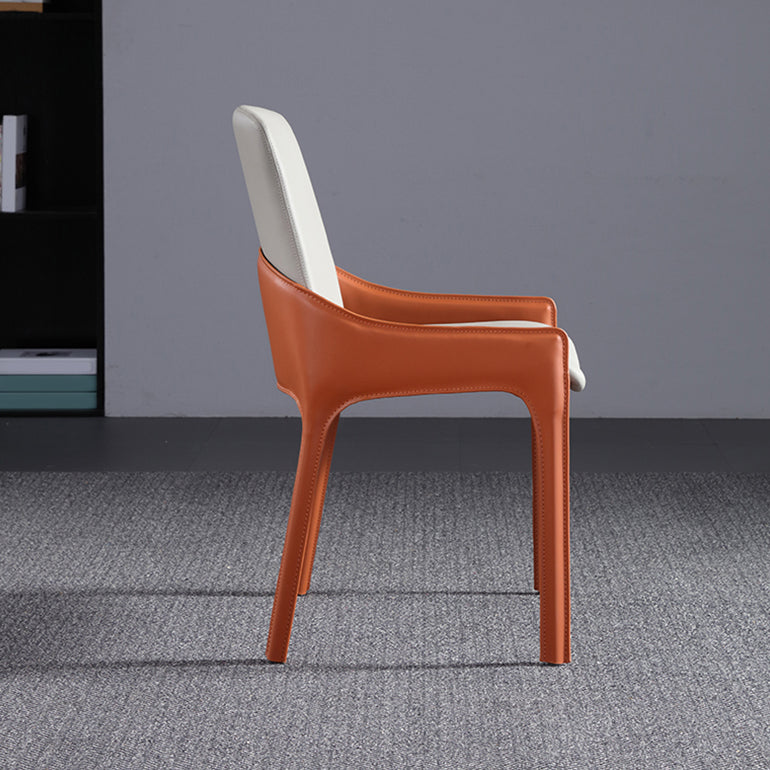Modern Style Faux Leather Arm Dining Chairs Metal Dining Chair for Home Use