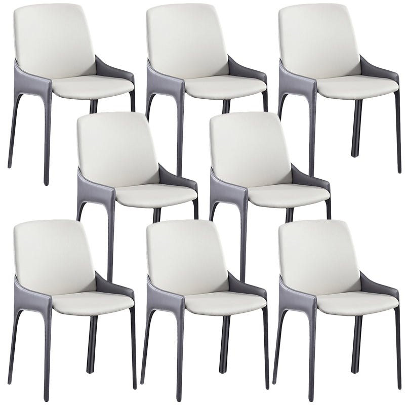 Modern Style Faux Leather Arm Dining Chairs Metal Dining Chair for Home Use