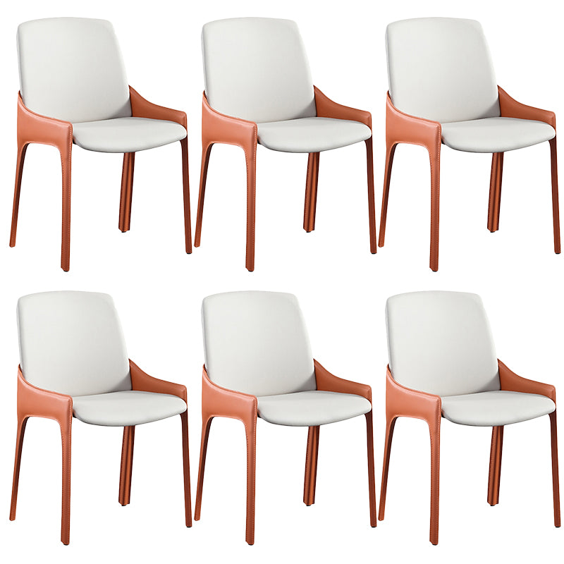 Modern Style Faux Leather Arm Dining Chairs Metal Dining Chair for Home Use