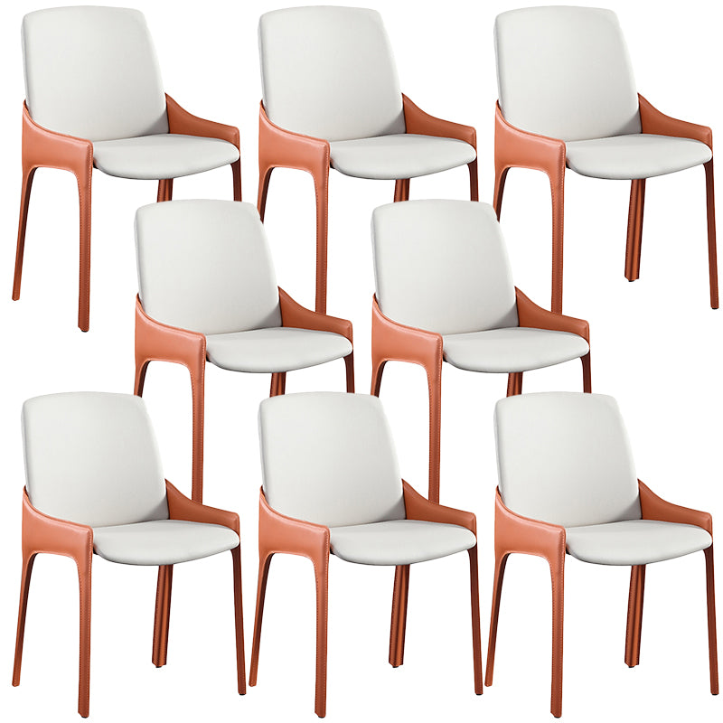 Modern Style Faux Leather Arm Dining Chairs Metal Dining Chair for Home Use