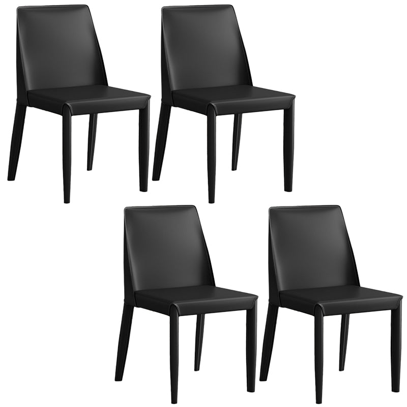 Contemporary Leather Dining Chair Parsons Chair in Matte Finish for Kitchen