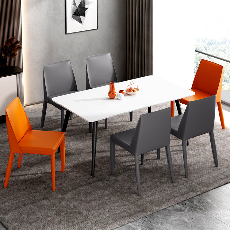 Contemporary Leather Dining Chair Parsons Chair in Matte Finish for Kitchen