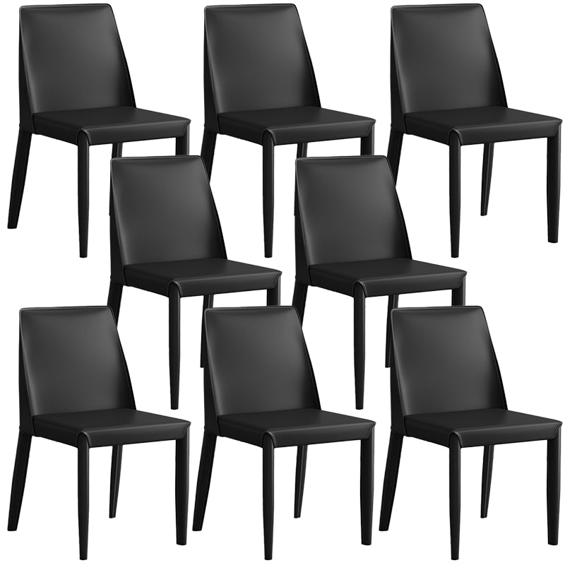 Contemporary Leather Dining Chair Parsons Chair in Matte Finish for Kitchen