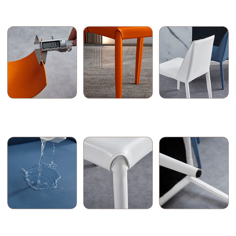 Contemporary Leather Dining Chair Parsons Chair in Matte Finish for Kitchen