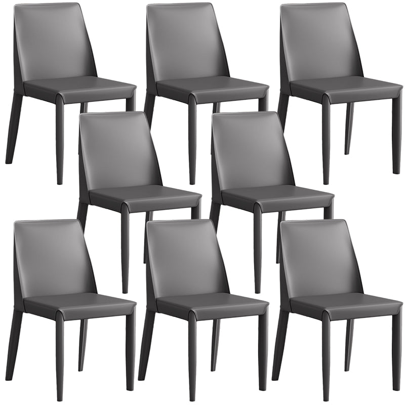 Contemporary Leather Dining Chair Parsons Chair in Matte Finish for Kitchen
