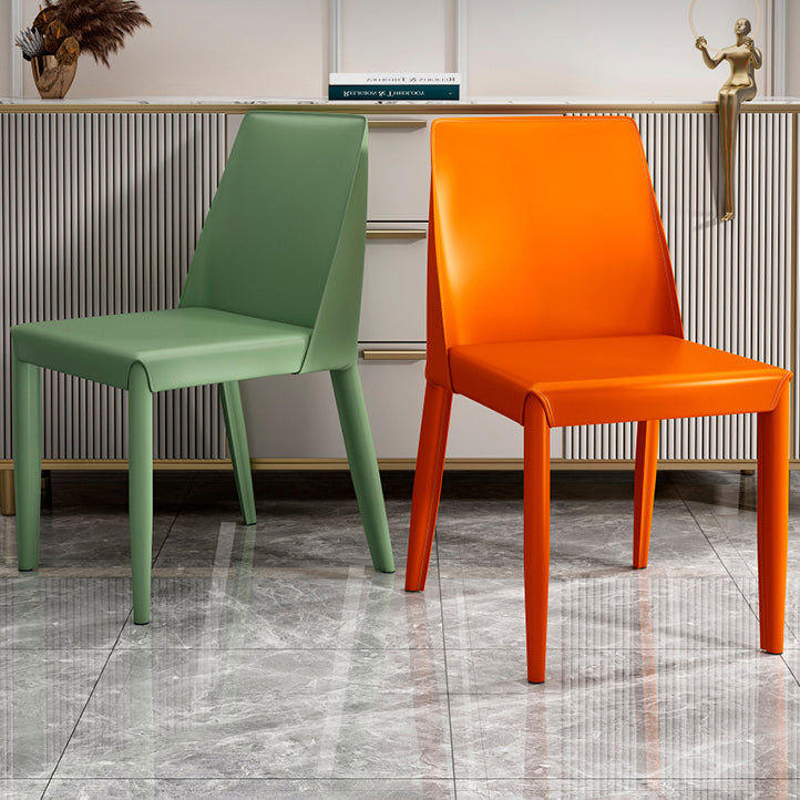 Contemporary Leather Dining Chair Parsons Chair in Matte Finish for Kitchen