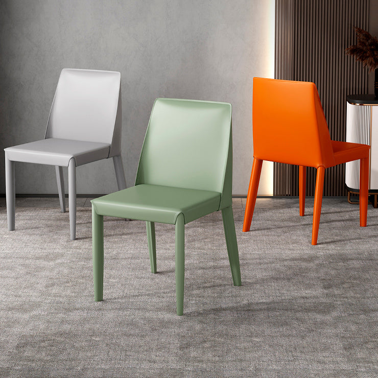 Contemporary Leather Dining Chair Parsons Chair in Matte Finish for Kitchen