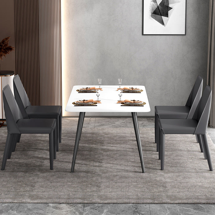 Contemporary Leather Dining Chair Parsons Chair in Matte Finish for Kitchen