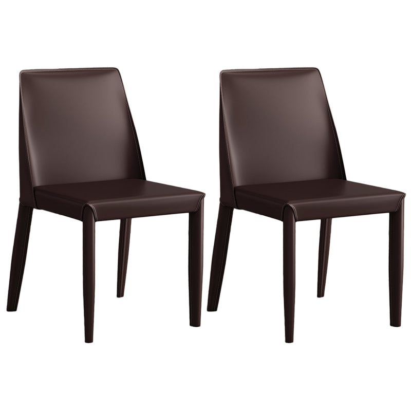 Contemporary Leather Dining Chair Parsons Chair in Matte Finish for Kitchen