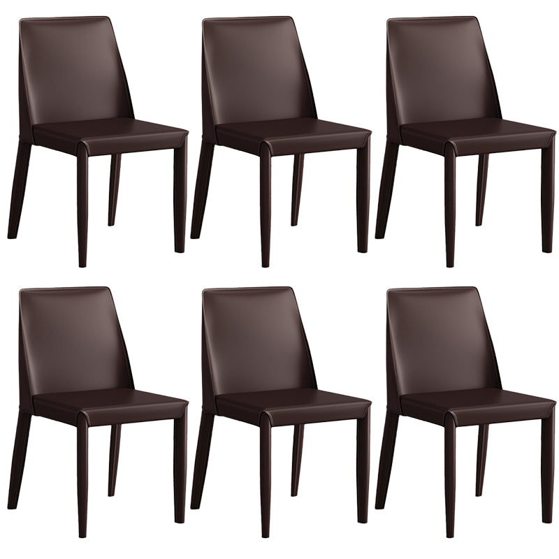 Contemporary Leather Dining Chair Parsons Chair in Matte Finish for Kitchen