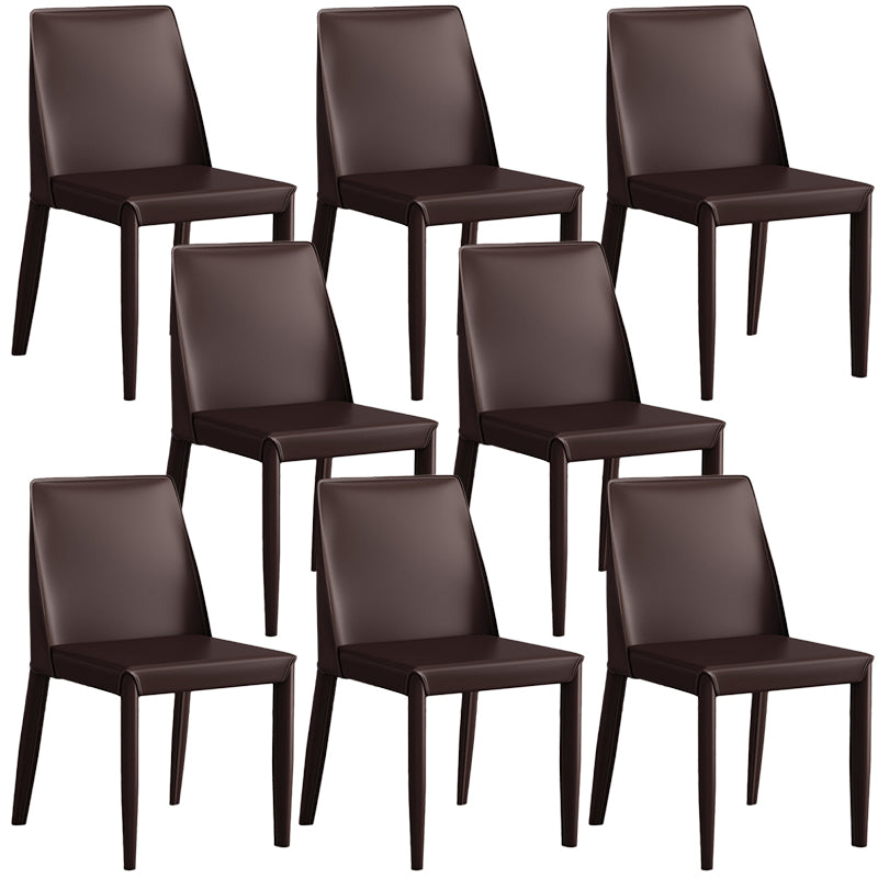 Contemporary Leather Dining Chair Parsons Chair in Matte Finish for Kitchen