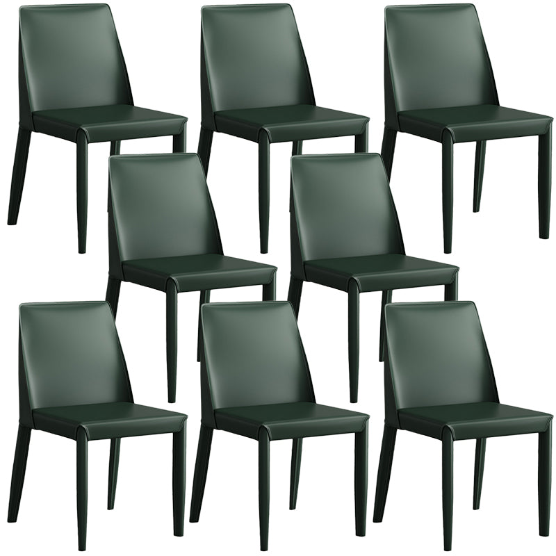 Contemporary Leather Dining Chair Parsons Chair in Matte Finish for Kitchen