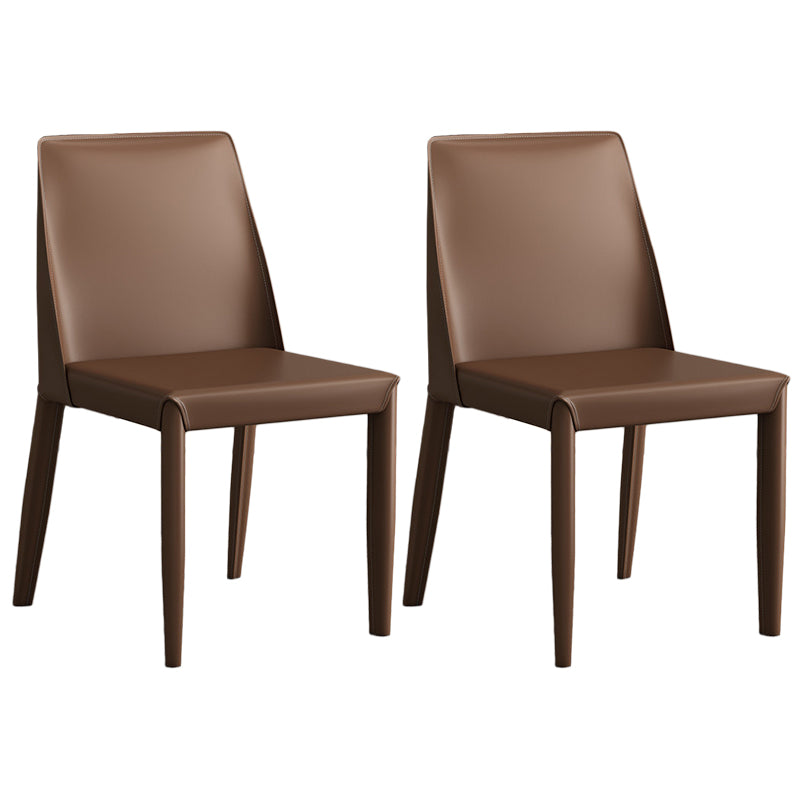 Contemporary Leather Dining Chair Parsons Chair in Matte Finish for Kitchen