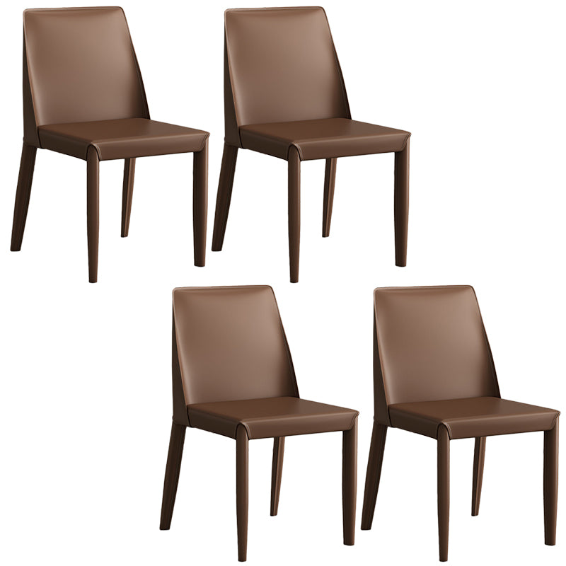 Contemporary Leather Dining Chair Parsons Chair in Matte Finish for Kitchen