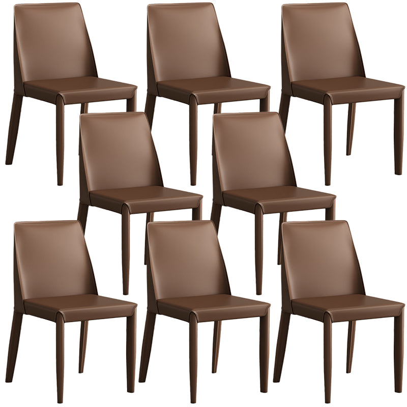Contemporary Leather Dining Chair Parsons Chair in Matte Finish for Kitchen
