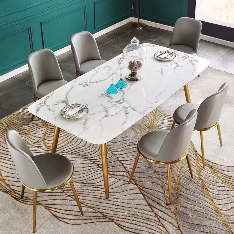 Modern Style Dining Chairs Armless Chair with Metal Legs for Kitchen