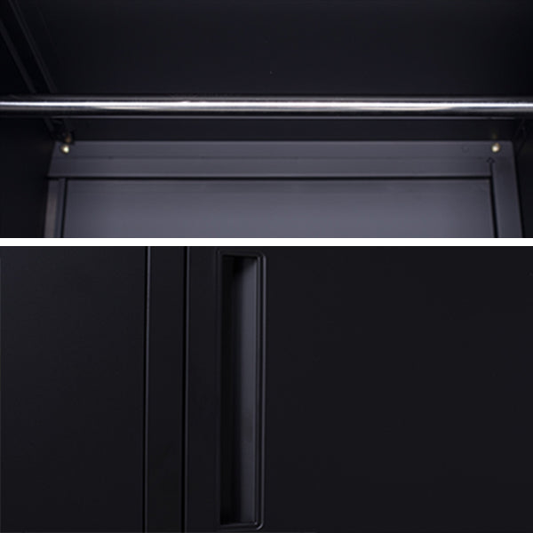 Black Steel Wardrobe Armoire Contemporary Hinged Wardrobe Cabinet