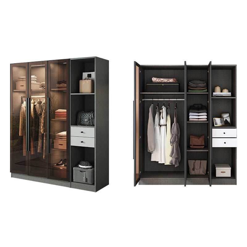 Mirrored Finish Cabinet with Glass Door Contemporary Interior Storage Cabinet
