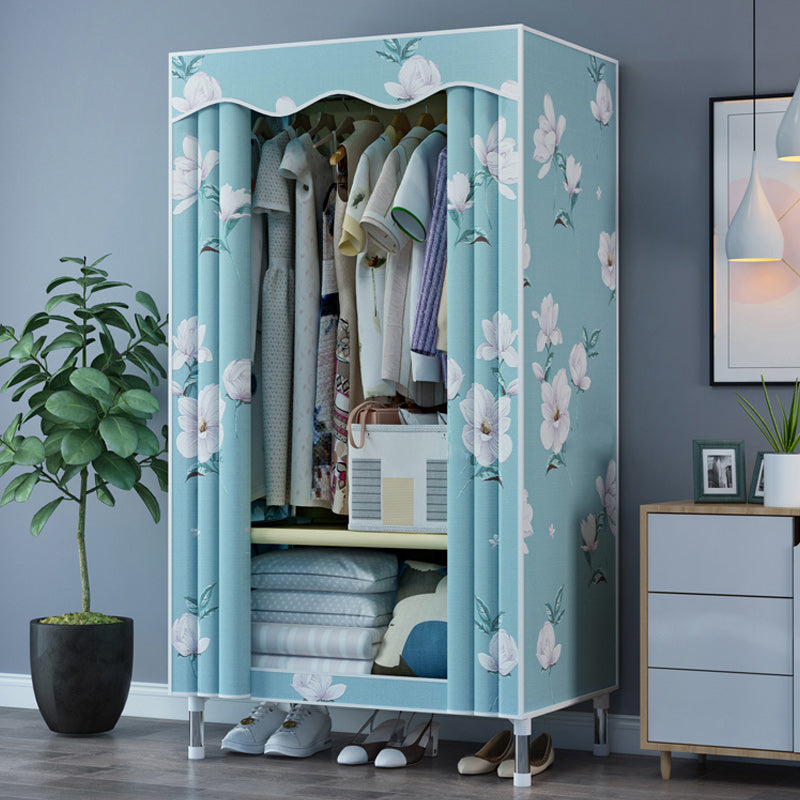 Steel Frame Wardrobe Armoire Contemporary Style Wardrobe with Shelves