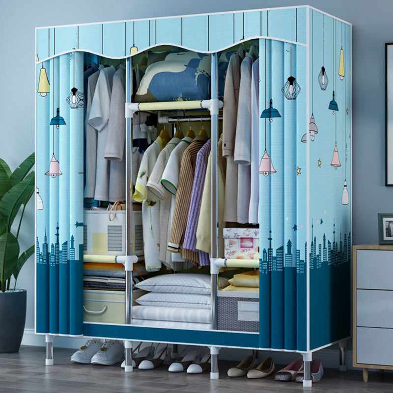 Steel Frame Wardrobe Armoire Contemporary Style Wardrobe with Shelves