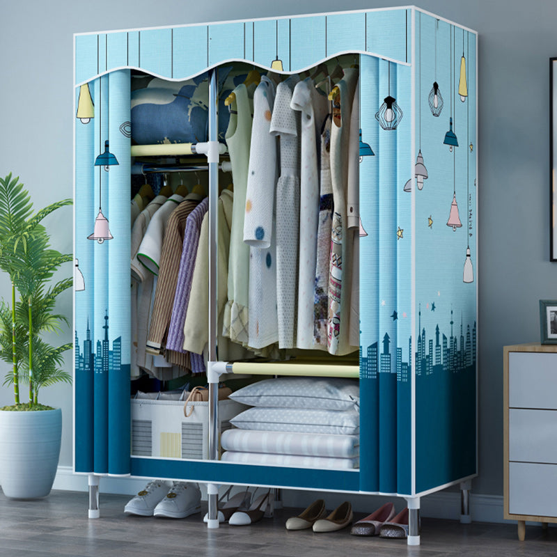 Steel Frame Wardrobe Armoire Contemporary Style Wardrobe with Shelves