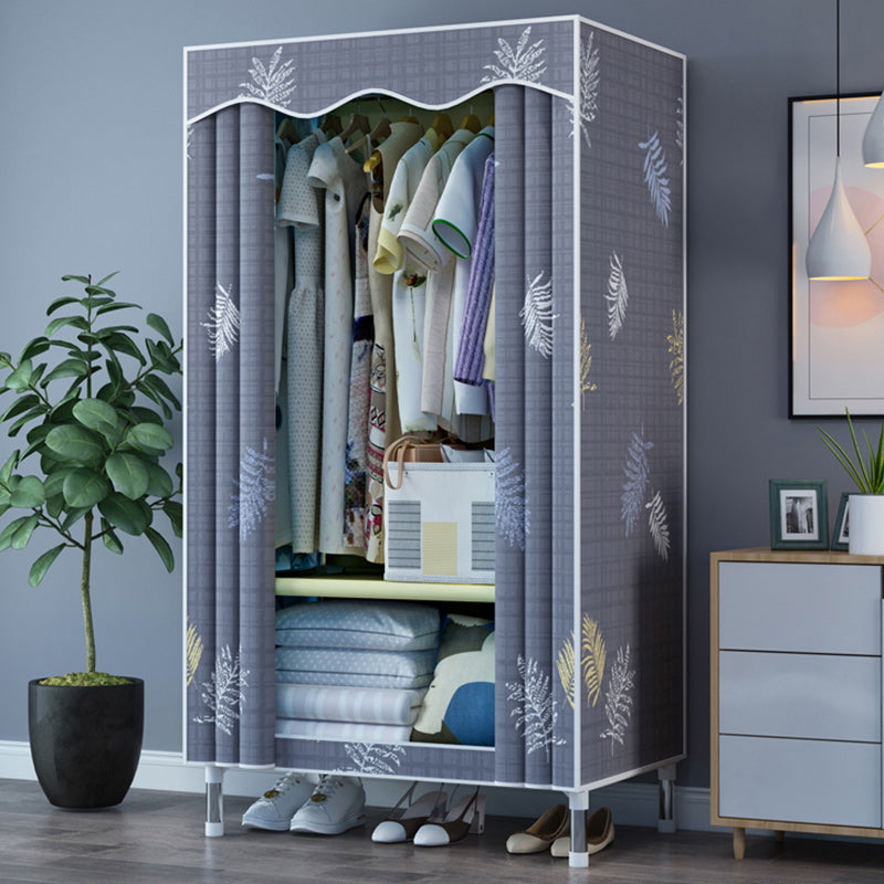 Steel Frame Wardrobe Armoire Contemporary Style Wardrobe with Shelves