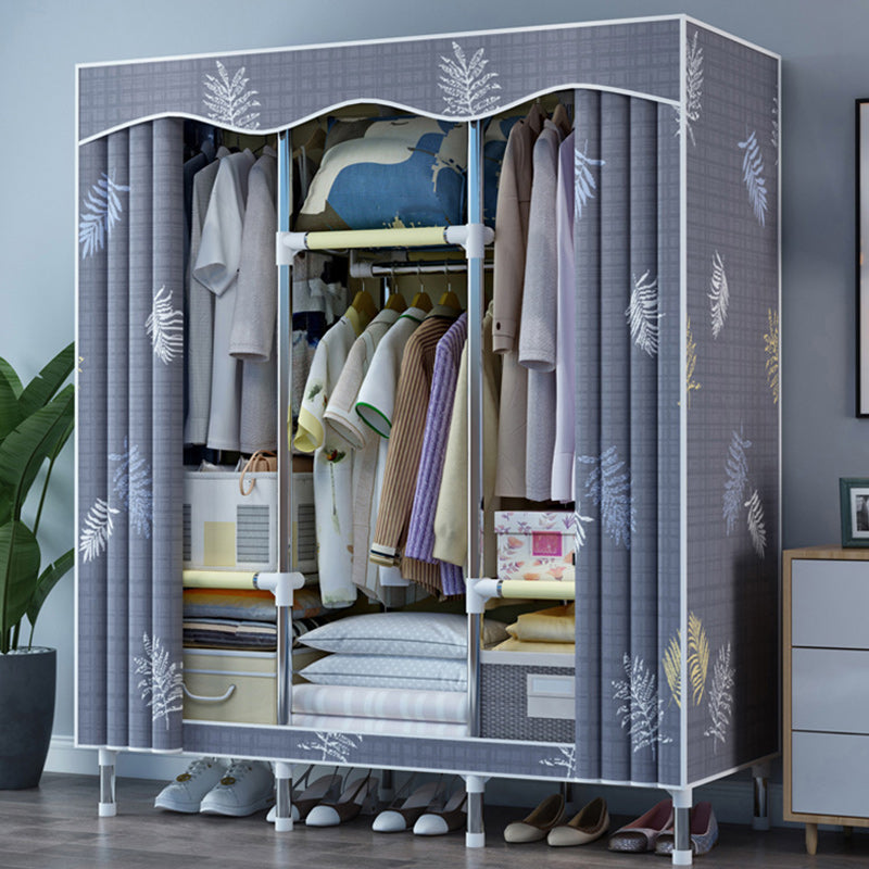 Steel Frame Wardrobe Armoire Contemporary Style Wardrobe with Shelves