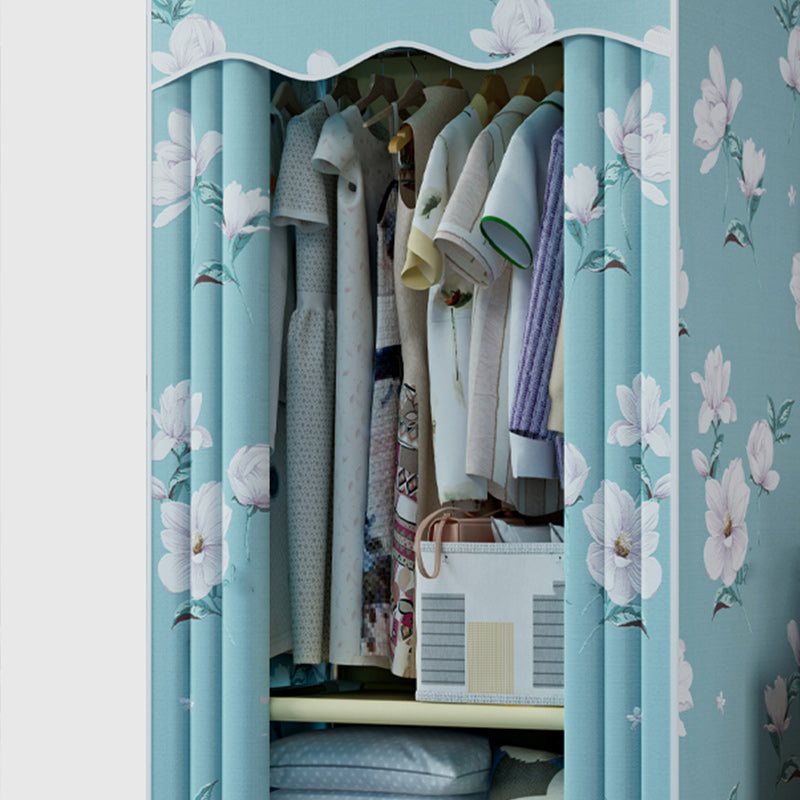 Steel Frame Wardrobe Armoire Contemporary Style Wardrobe with Shelves