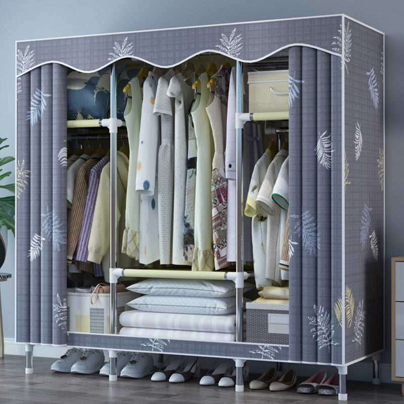 Steel Frame Wardrobe Armoire Contemporary Style Wardrobe with Shelves