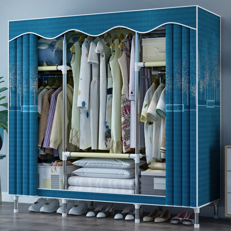 Steel Frame Wardrobe Armoire Contemporary Style Wardrobe with Shelves