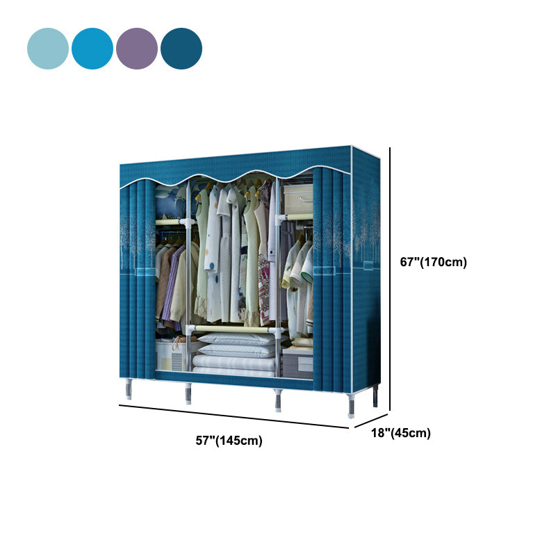 Steel Frame Wardrobe Armoire Contemporary Style Wardrobe with Shelves