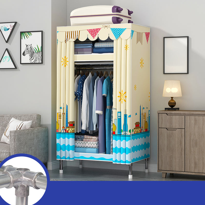 Contemporary Style Wardrobe Metal 1-Door Wardrobe Closet With Legs