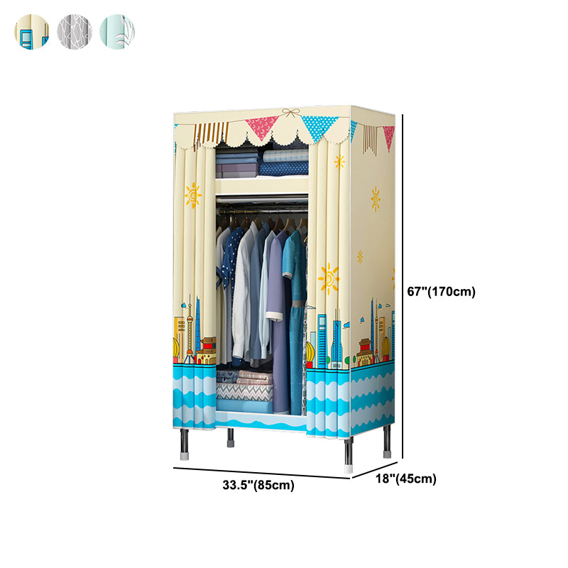 Contemporary Style Wardrobe Metal 1-Door Wardrobe Closet With Legs