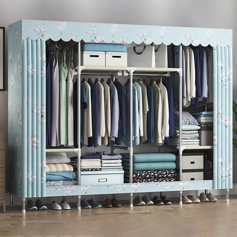 Contemporary Wardrobe Metal 1-Door Wardrobe Closet With Shelves