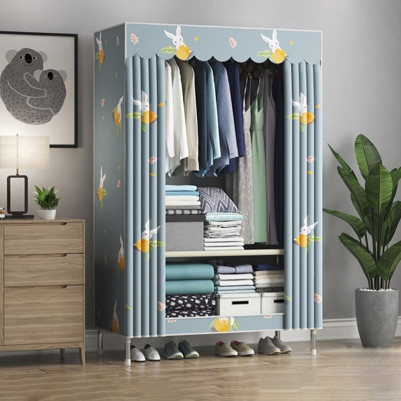 Contemporary Wardrobe Metal 1-Door Wardrobe Closet With Shelves