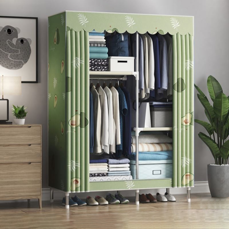 Contemporary Wardrobe Metal 1-Door Wardrobe Closet With Shelves