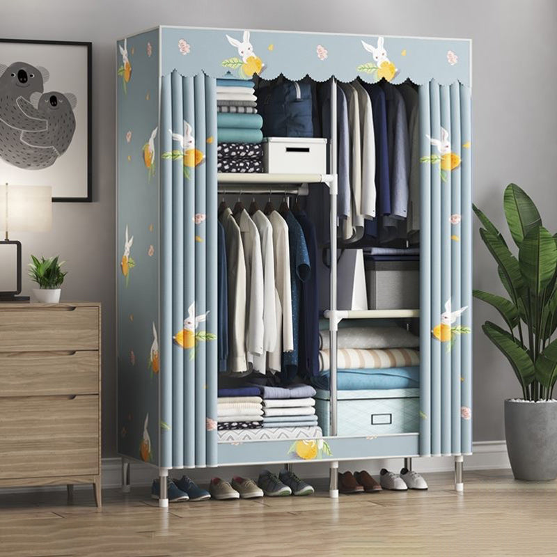 Contemporary Wardrobe Metal 1-Door Wardrobe Closet With Shelves