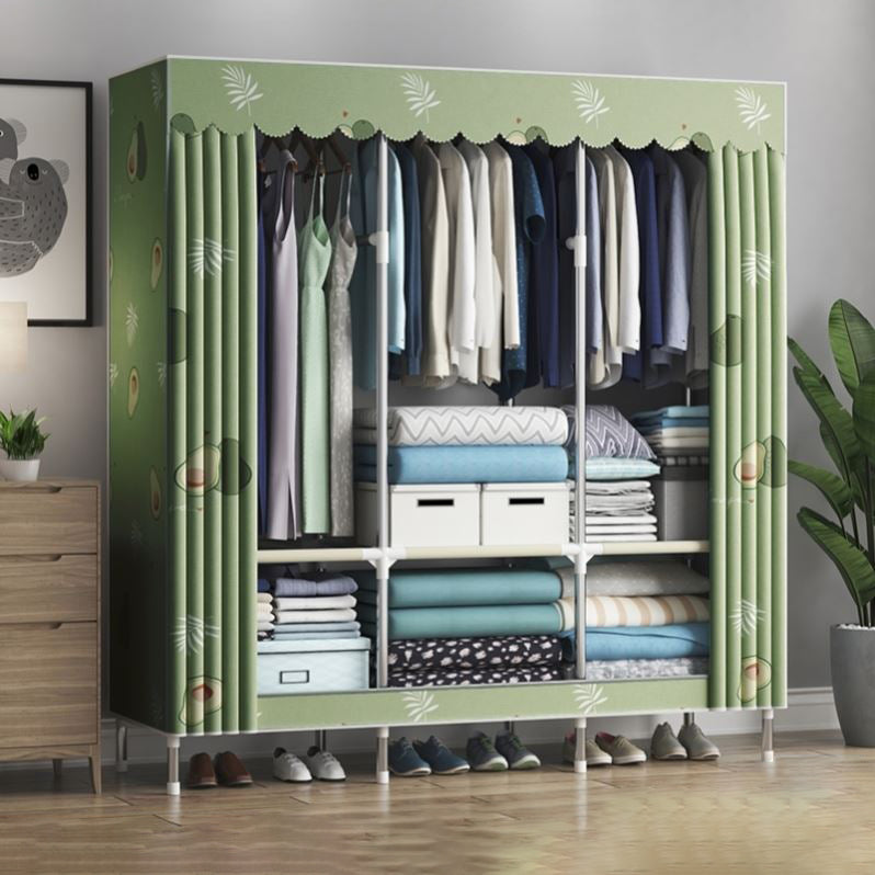 Contemporary Wardrobe Metal 1-Door Wardrobe Closet With Shelves