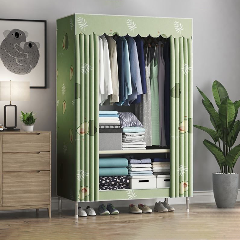 Contemporary Wardrobe Metal 1-Door Wardrobe Closet With Shelves