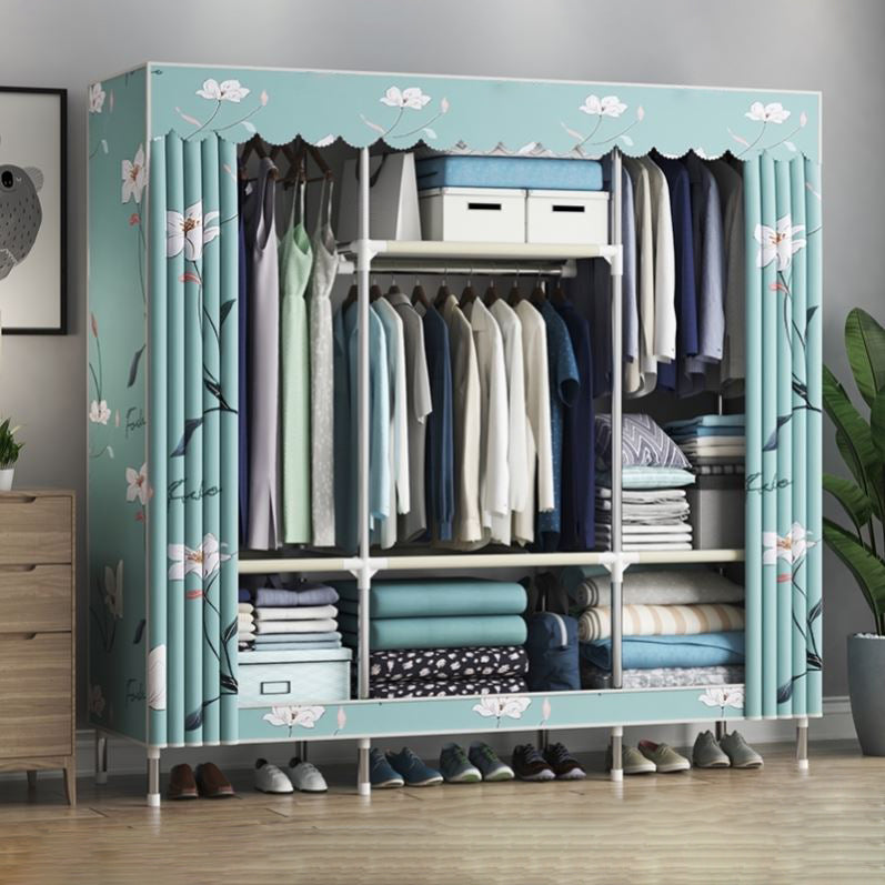 Contemporary Wardrobe Metal 1-Door Wardrobe Closet With Shelves