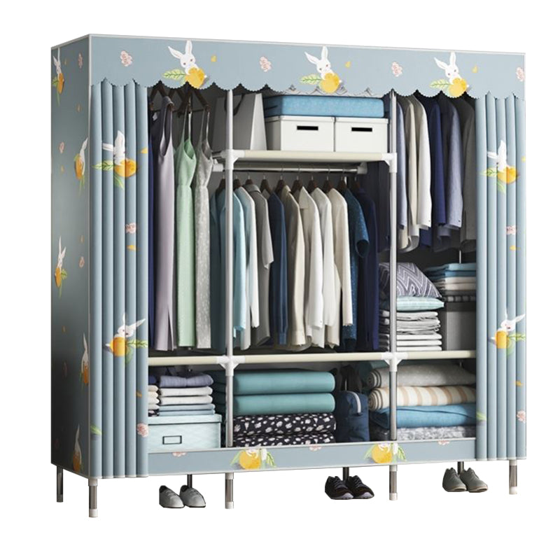 Contemporary Wardrobe Metal 1-Door Wardrobe Closet With Shelves