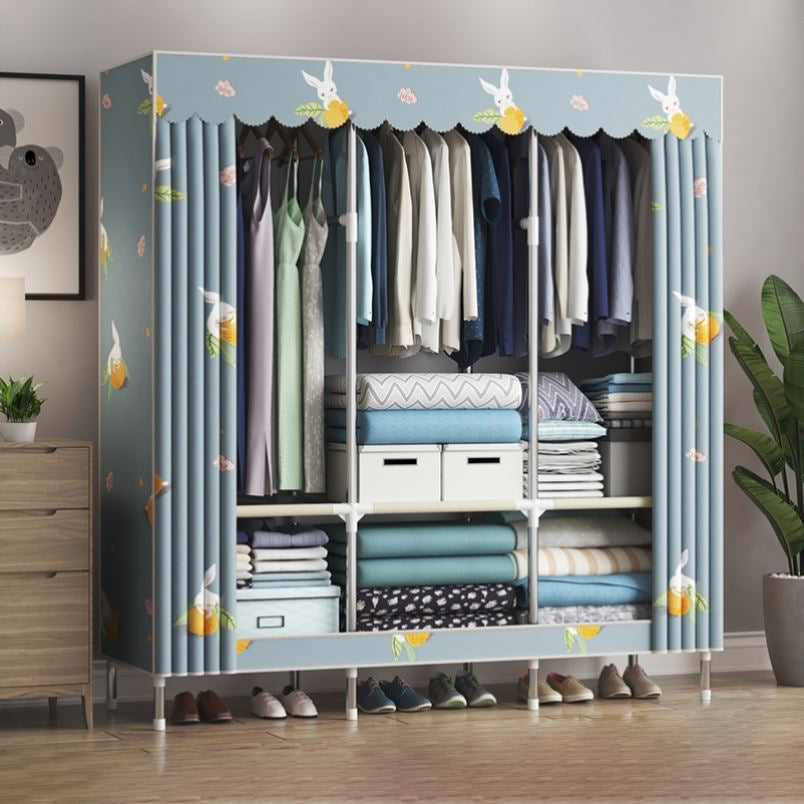 Contemporary Wardrobe Metal 1-Door Wardrobe Closet With Shelves