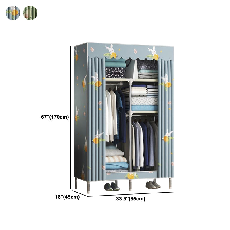 Contemporary Wardrobe Metal 1-Door Wardrobe Closet With Shelves