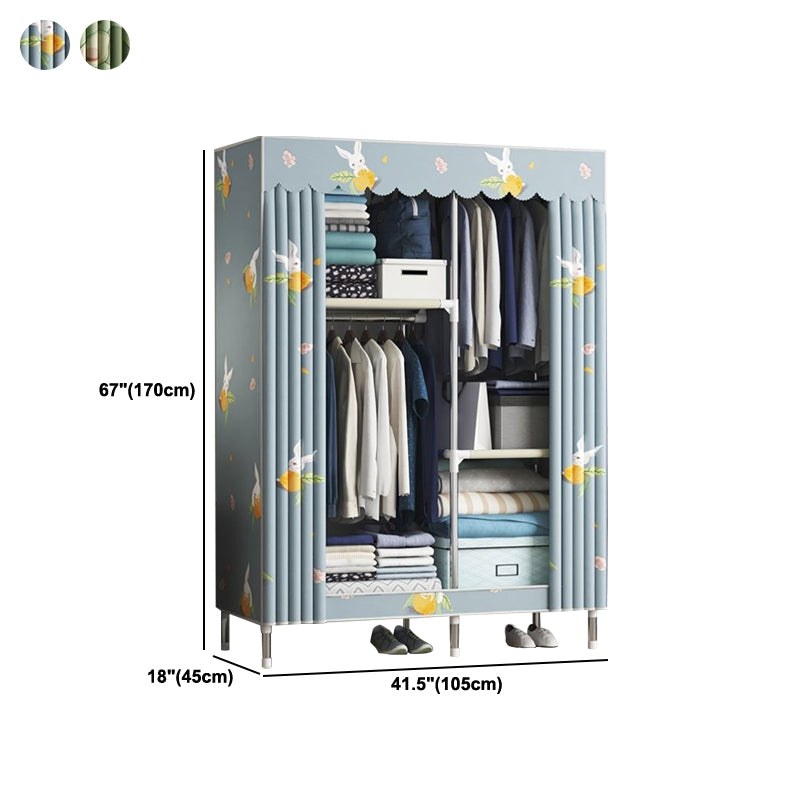 Contemporary Wardrobe Metal 1-Door Wardrobe Closet With Shelves