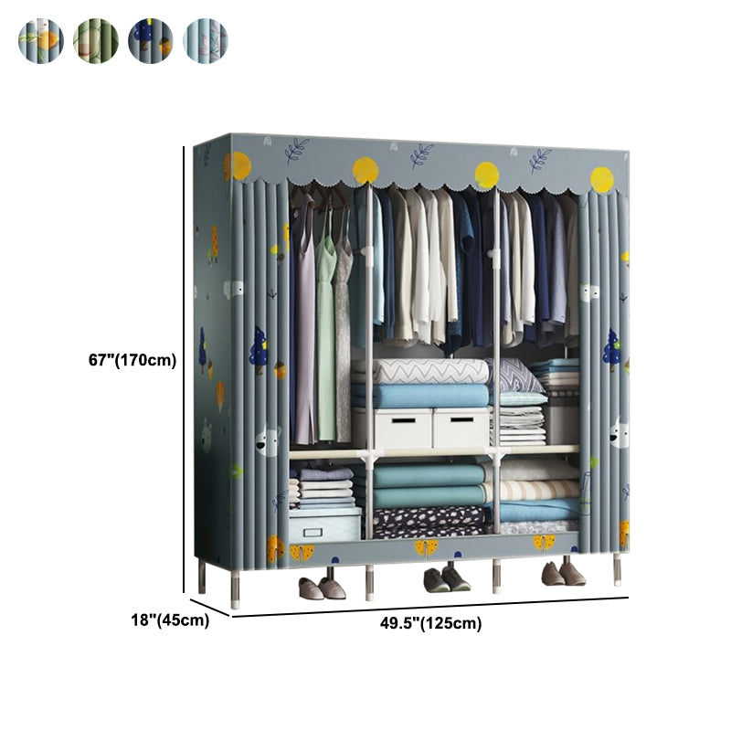 Contemporary Wardrobe Metal 1-Door Wardrobe Closet With Shelves