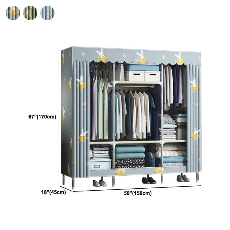 Contemporary Wardrobe Metal 1-Door Wardrobe Closet With Shelves