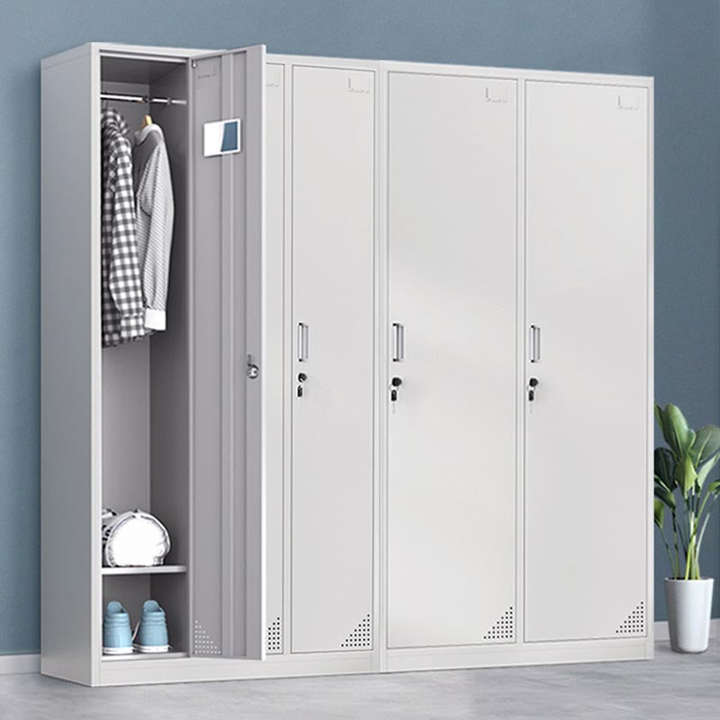 Metal Matte Finish Wardrobe with Hinged Door Modern Style Storage Cabinet