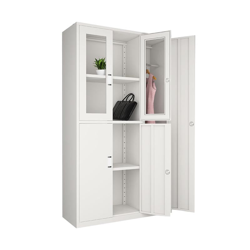 Metal Matte Finish Wardrobe with Hinged Door Modern Style Storage Cabinet