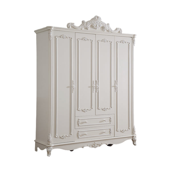 Traditional Wardrobe Armoire White Wooden Wardrobe Cabinet with Legs