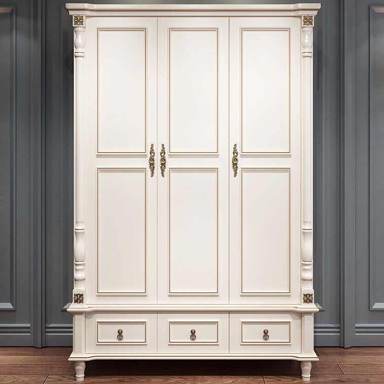 Traditional Wardrobe Armoire White Wooden Wardrobe Cabinet with Legs